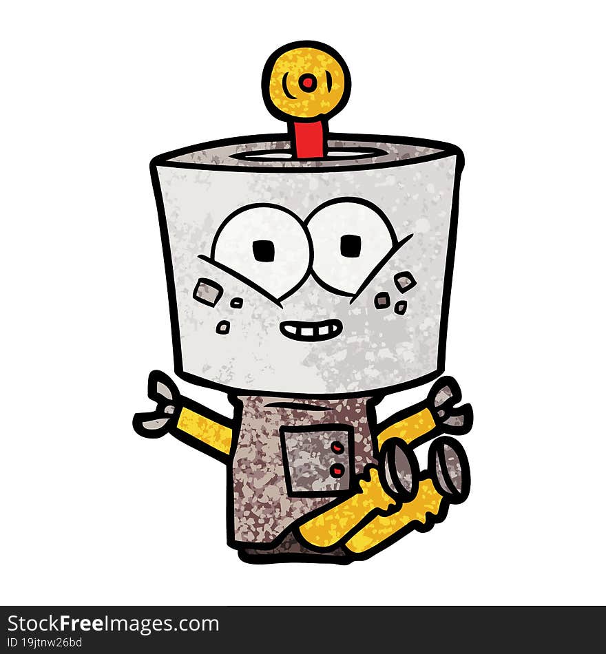 happy cartoon robot. happy cartoon robot