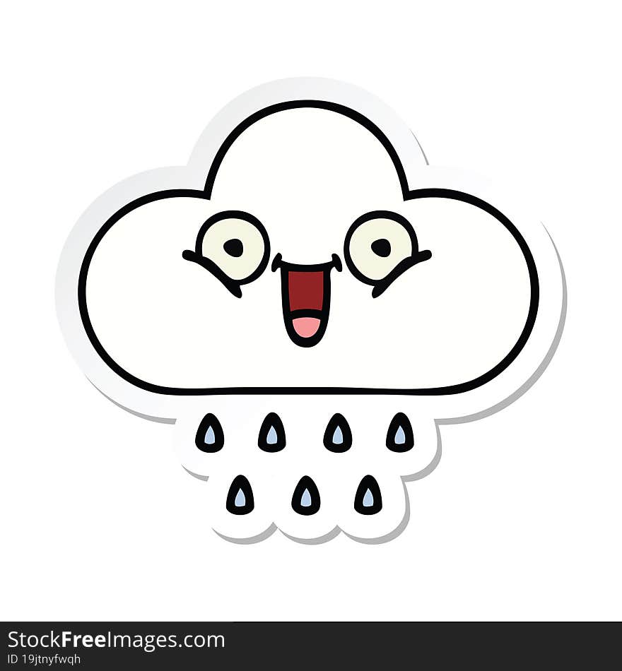 sticker of a cute cartoon rain cloud