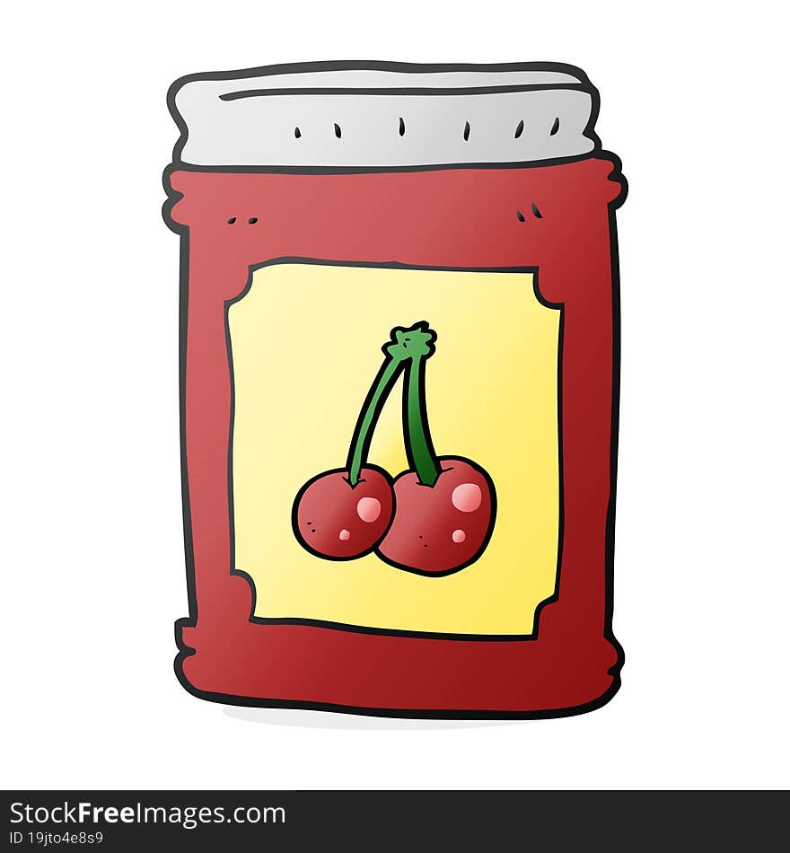 cartoon cherry jam jar