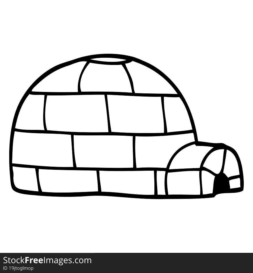 line drawing cartoon ice igloo