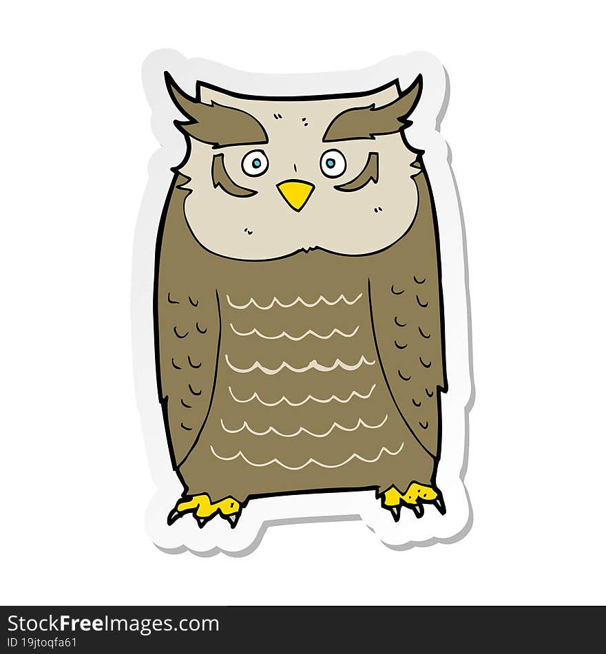 Sticker Of A Cartoon Owl