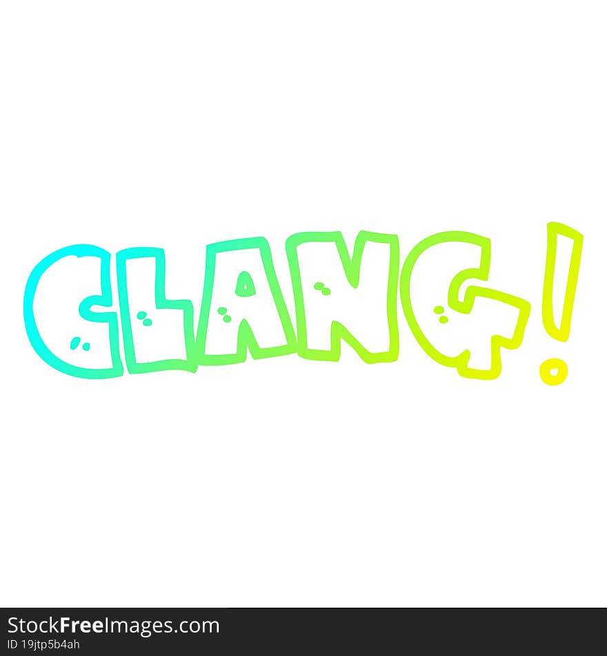 cold gradient line drawing cartoon word clang