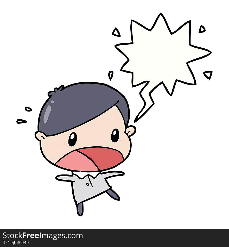 Cute Cartoon Shocked Man And Speech Bubble