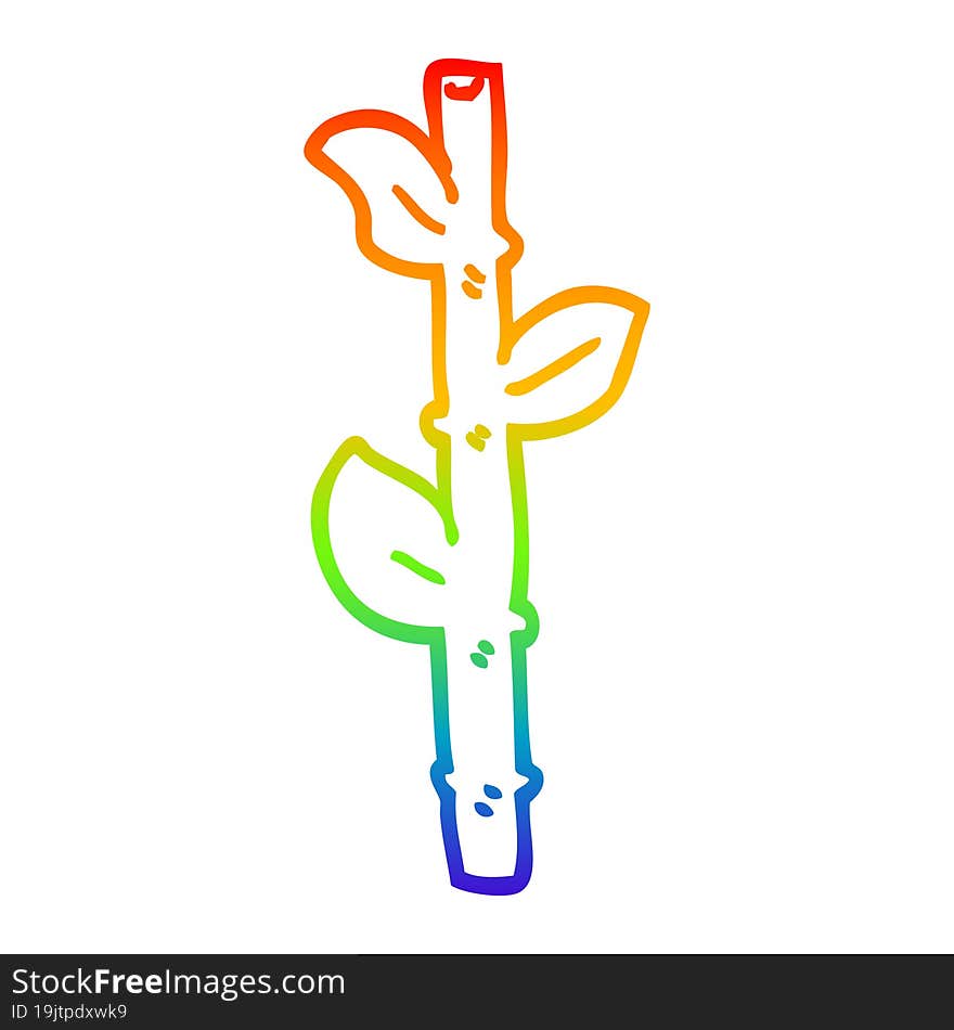 rainbow gradient line drawing cartoon bamboo