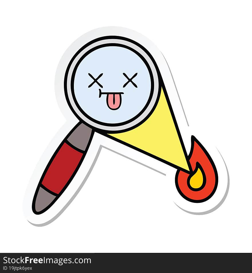 Sticker Of A Cute Cartoon Magnifying Glass