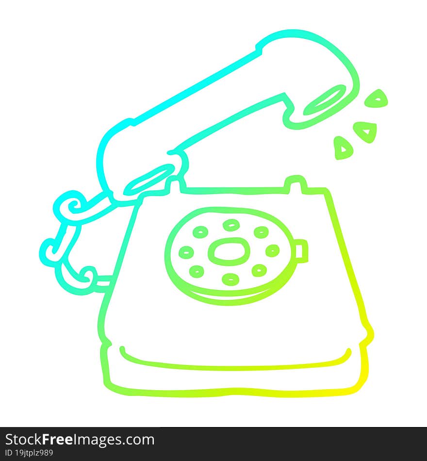 cold gradient line drawing cartoon ringing telephone