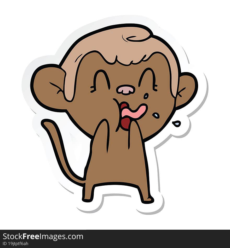 sticker of a crazy cartoon monkey