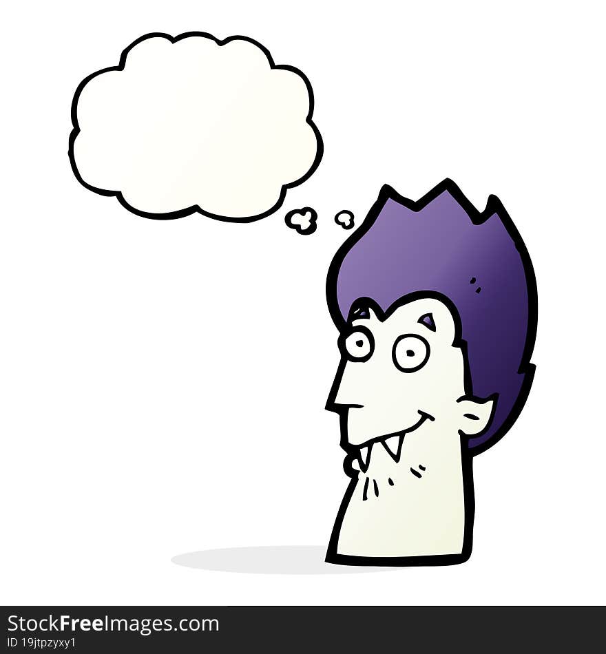 cartoon vampire head with thought bubble