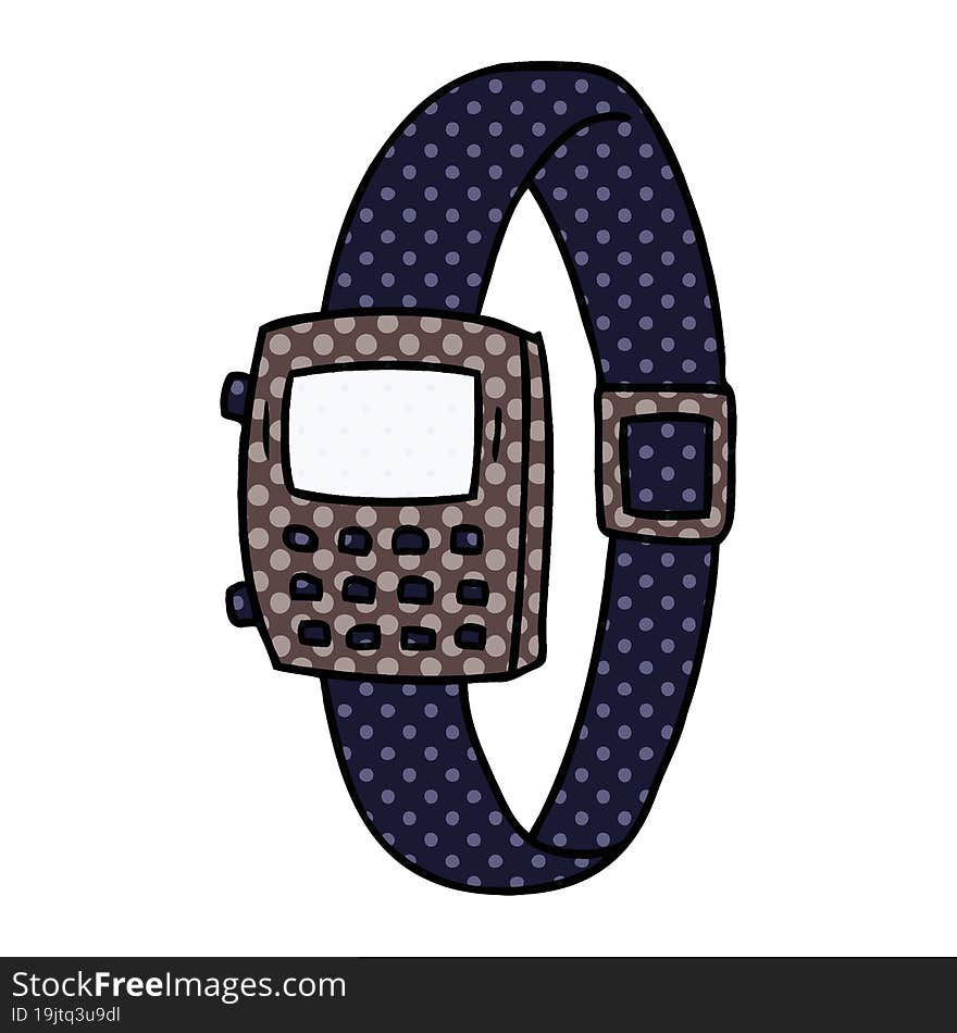 cartoon doodle of a retro watch