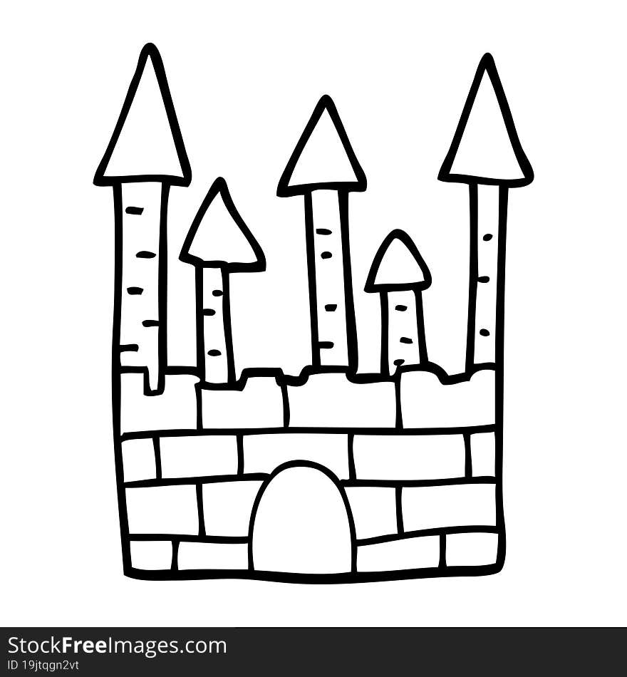 line drawing cartoon traditional castle