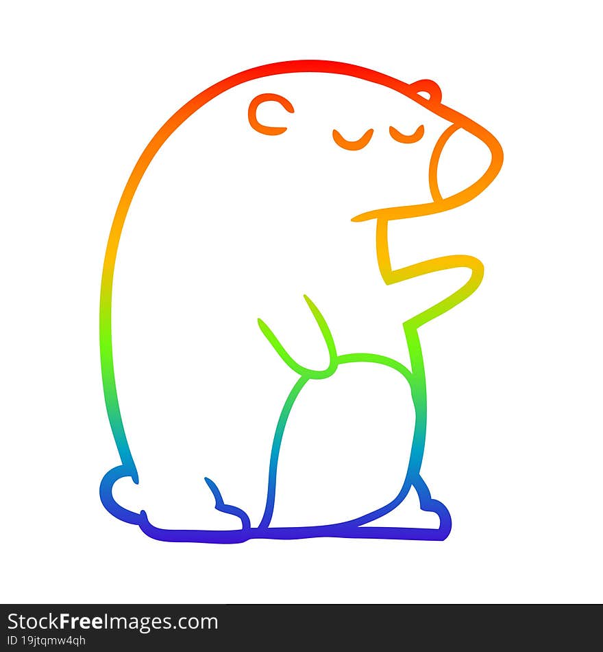 rainbow gradient line drawing Cartoon bear