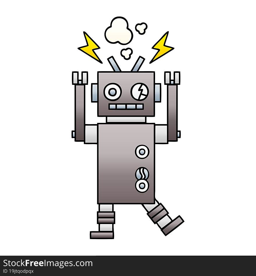 Gradient Shaded Cartoon Malfunctioning Robot