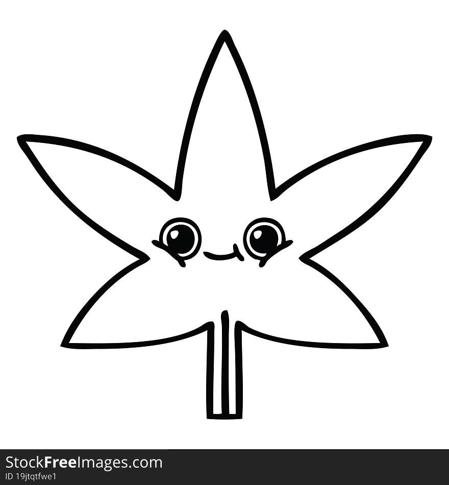 line drawing cartoon marijuana leaf