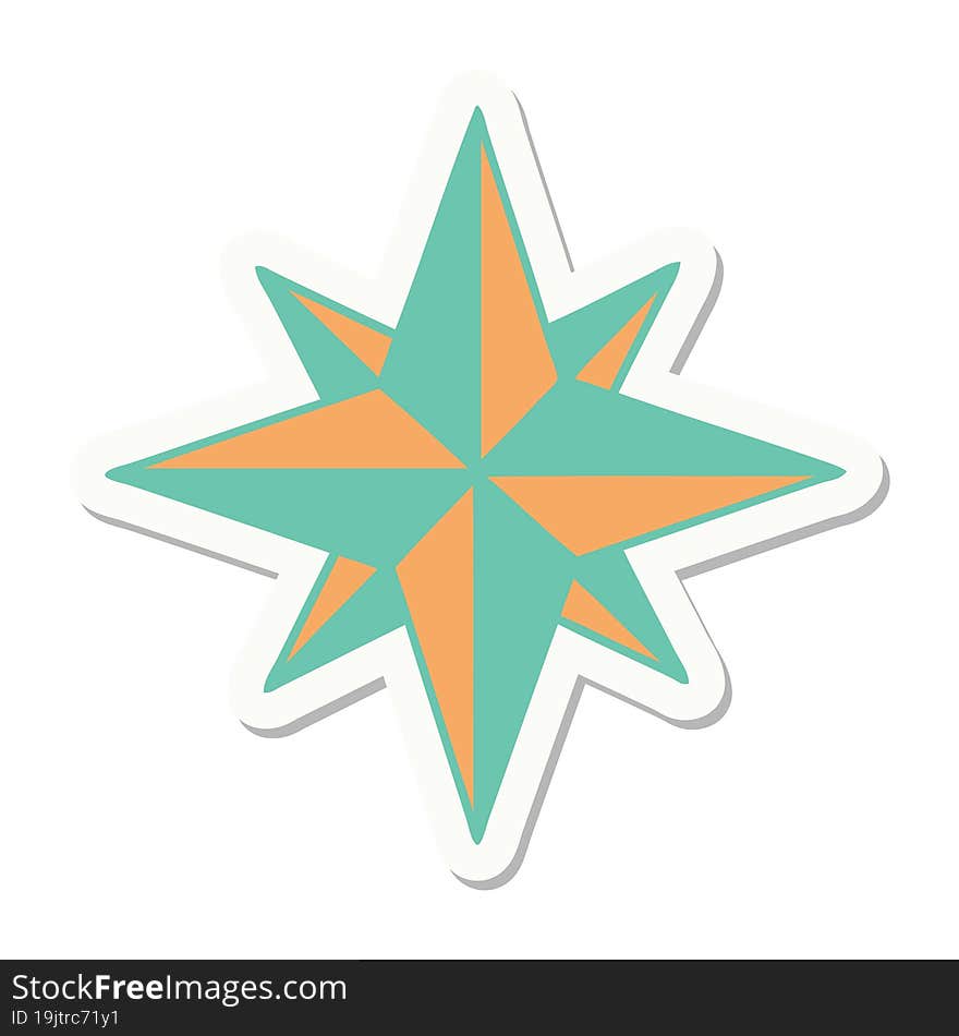 sticker of tattoo in traditional style of a star. sticker of tattoo in traditional style of a star