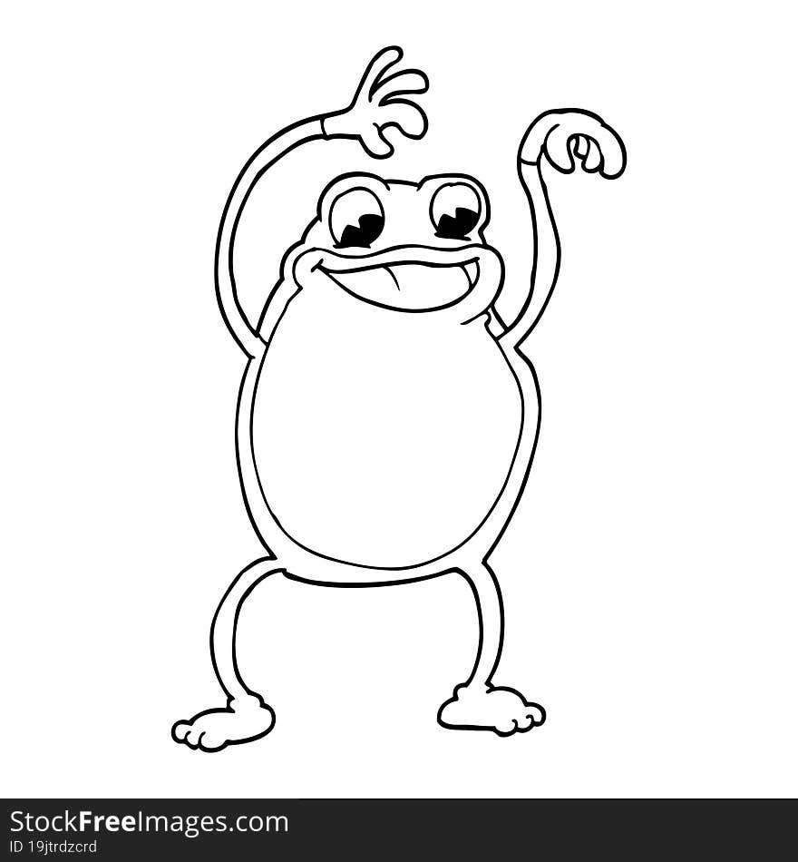 line drawing cartoon frog