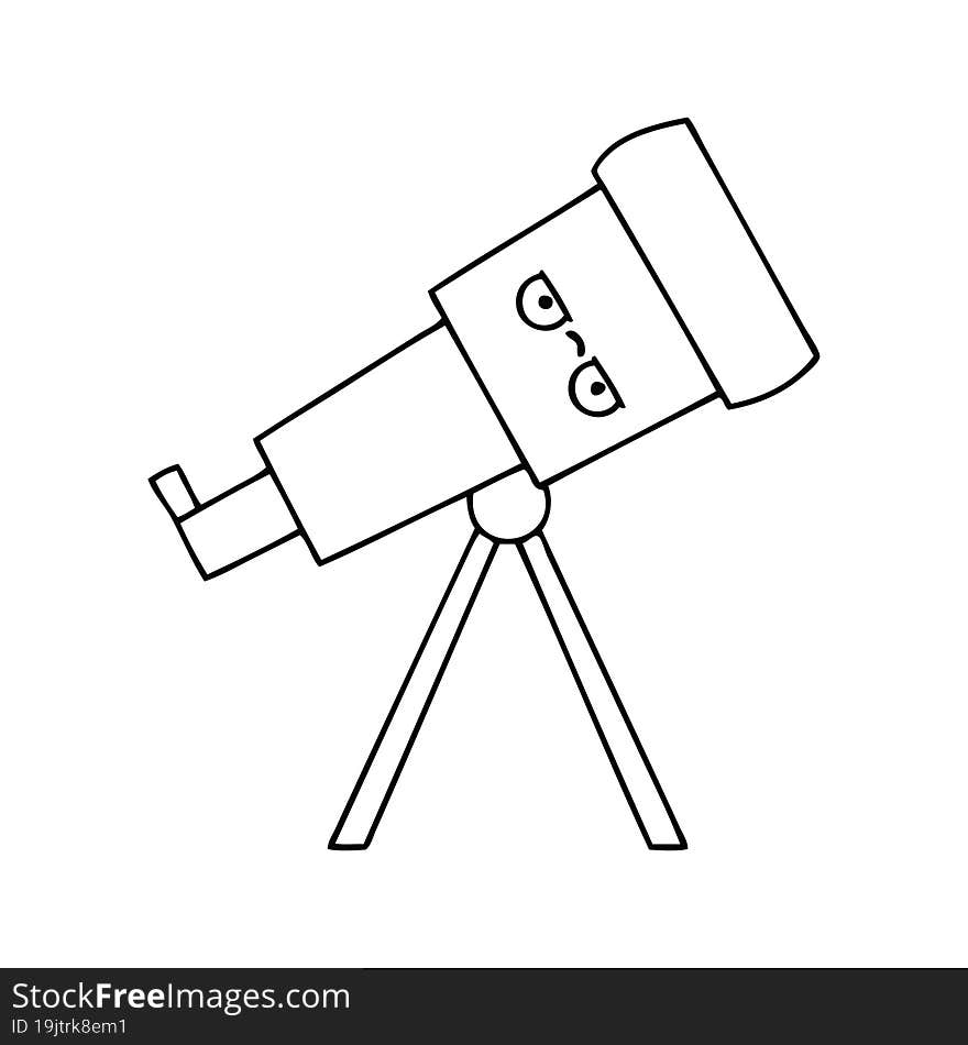 line drawing cartoon of a telescope