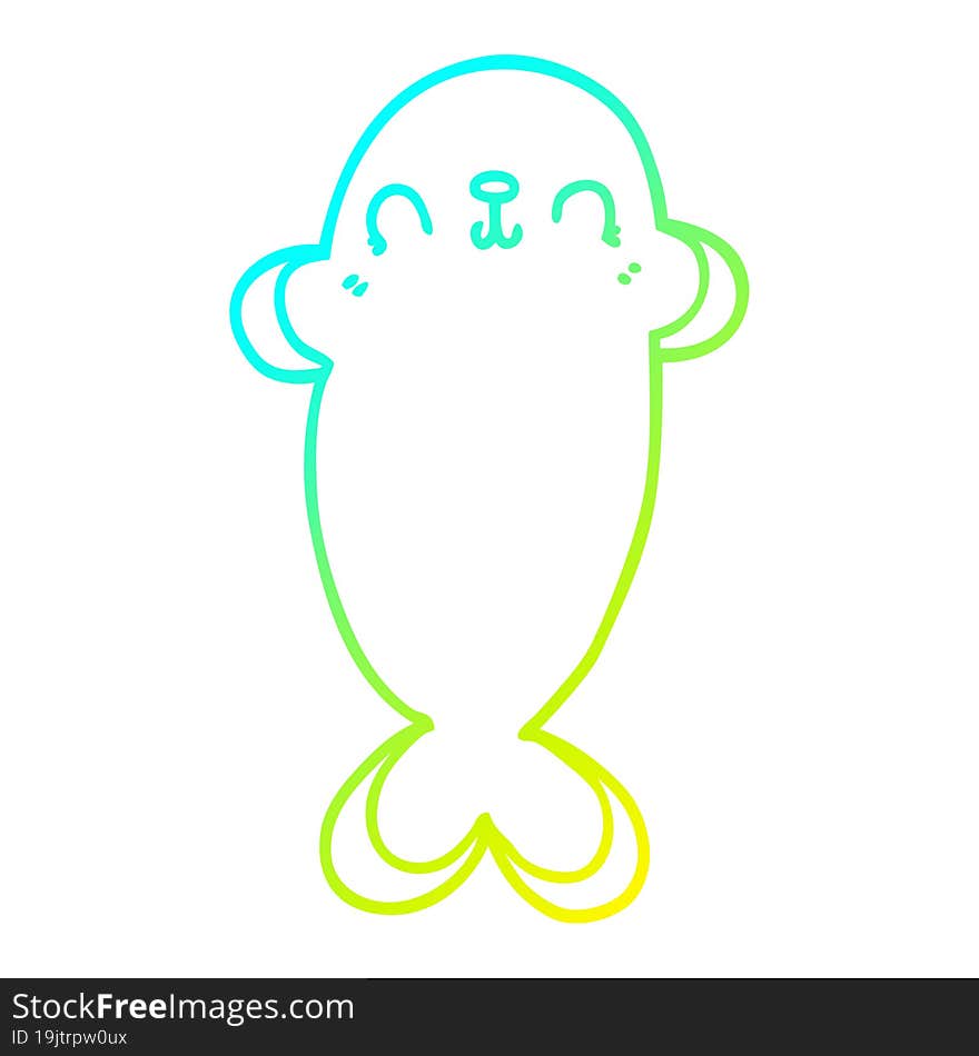 cold gradient line drawing cartoon seal