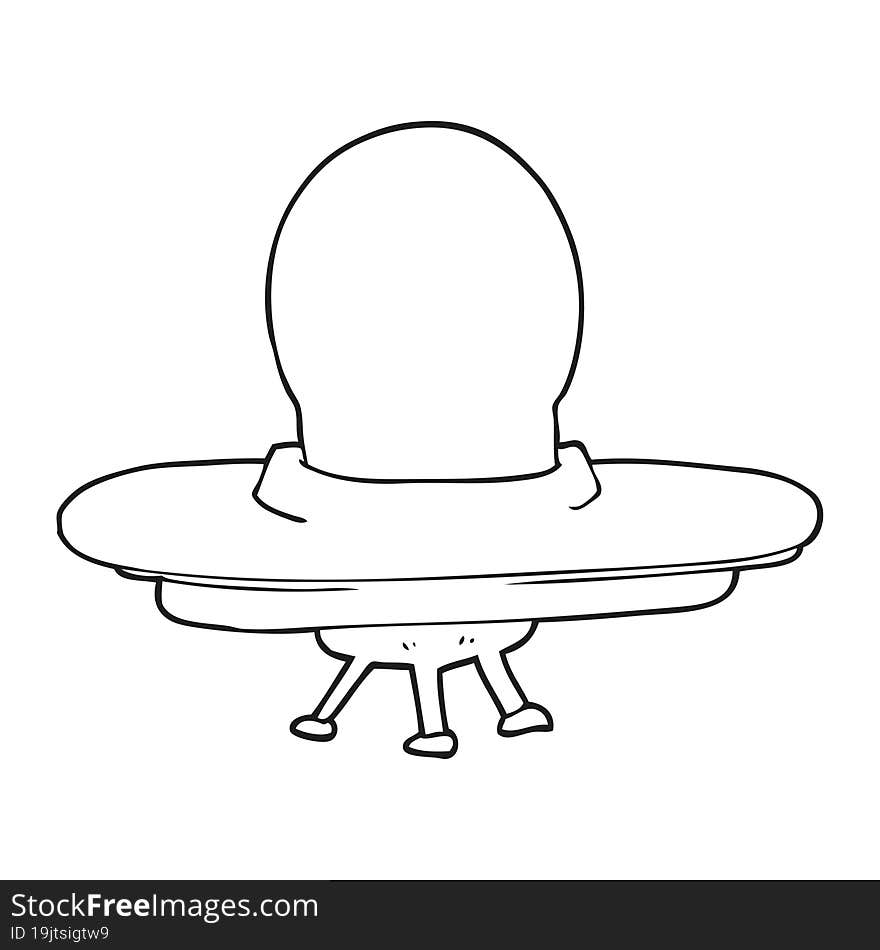 black and white cartoon flying saucer