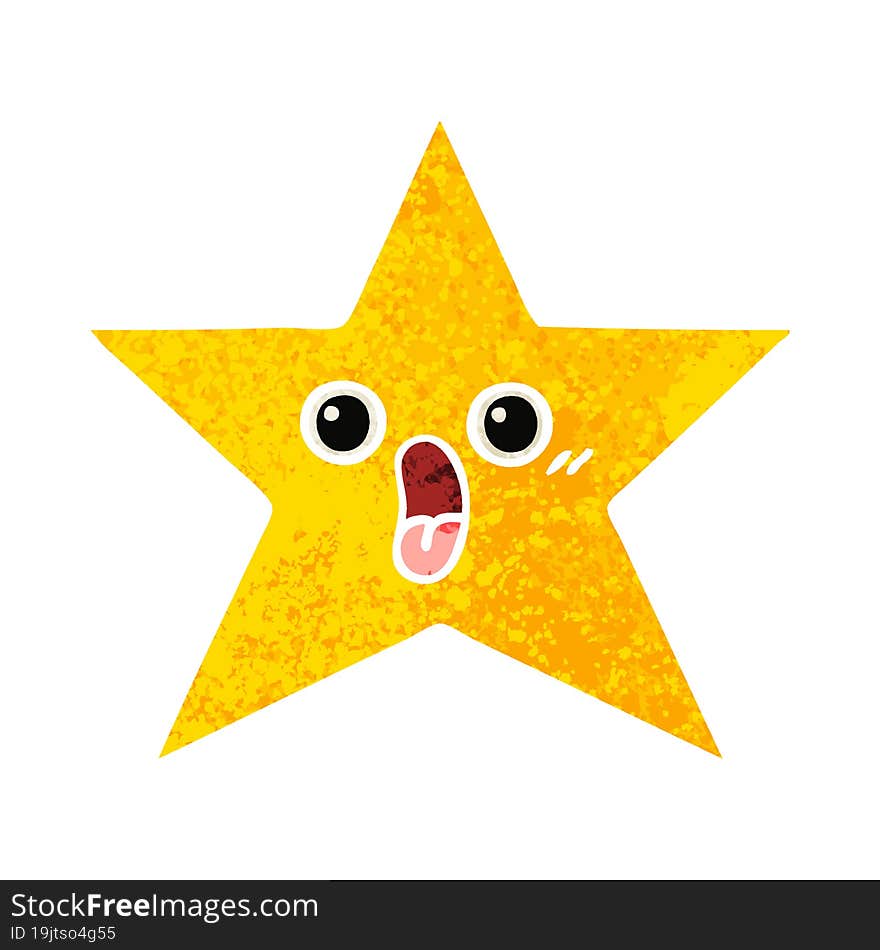 retro illustration style cartoon gold star