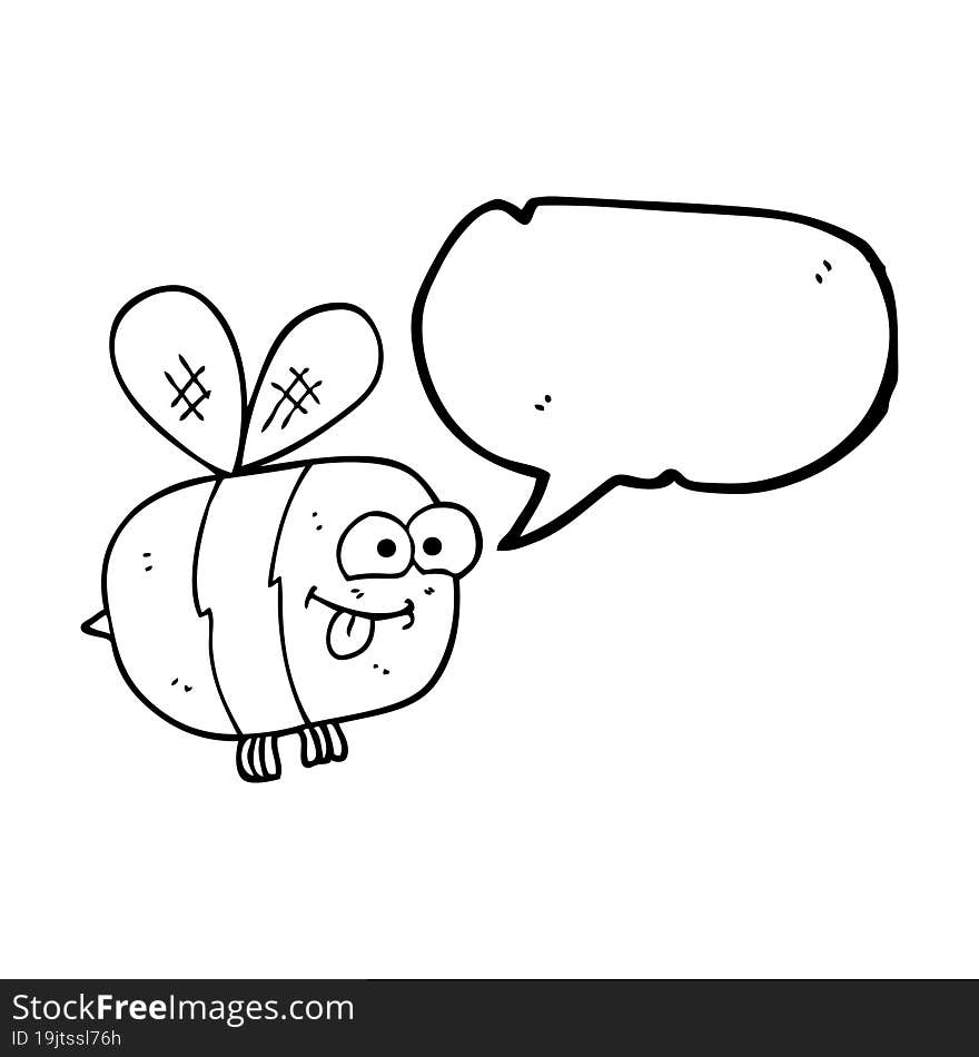 freehand drawn speech bubble cartoon bee