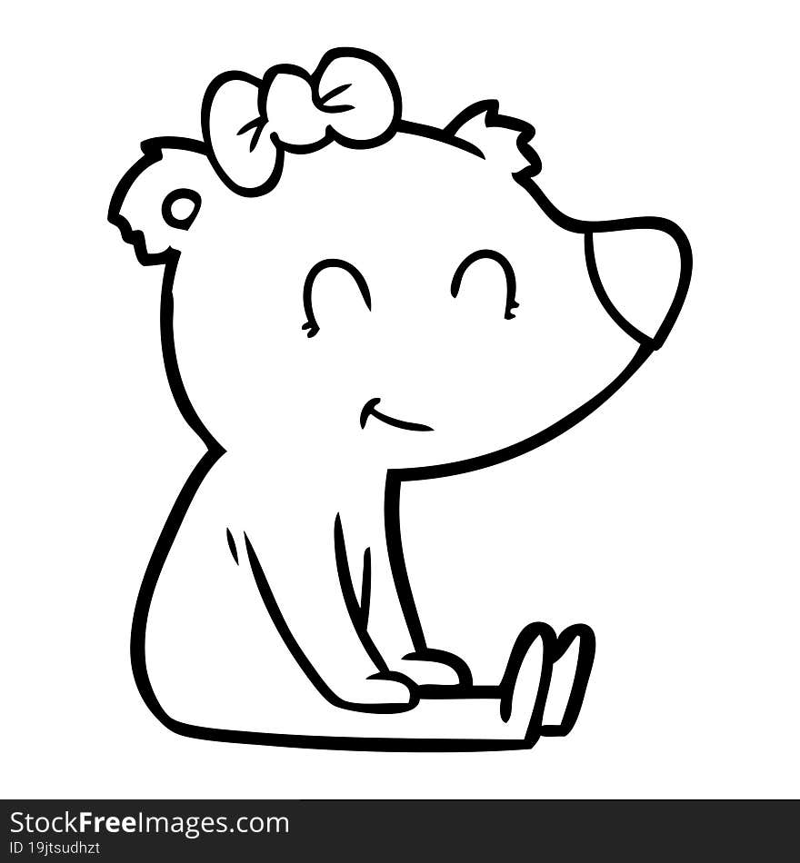 sitting female bear cartoon. sitting female bear cartoon