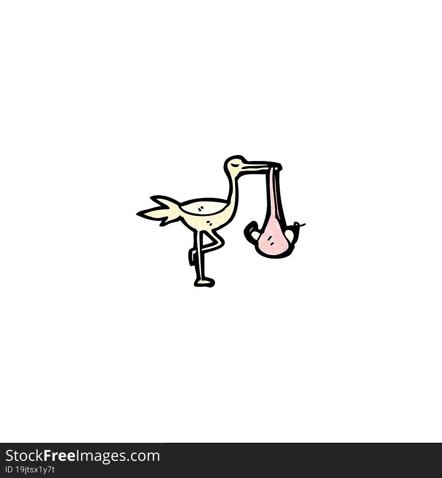 stork with baby cartoon