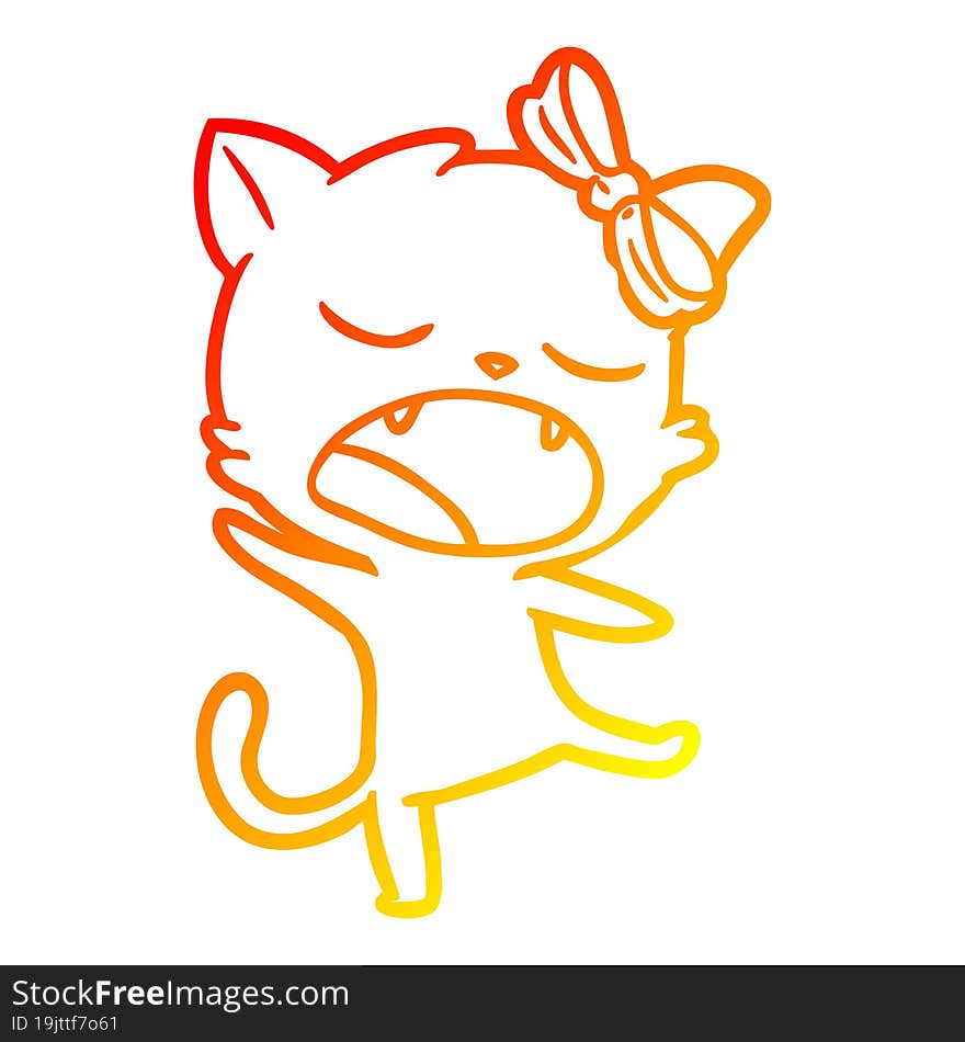 warm gradient line drawing cartoon singing cat