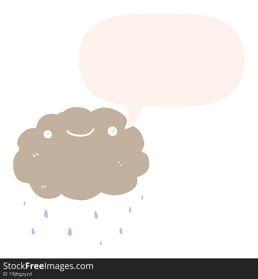 cartoon cloud and speech bubble in retro style