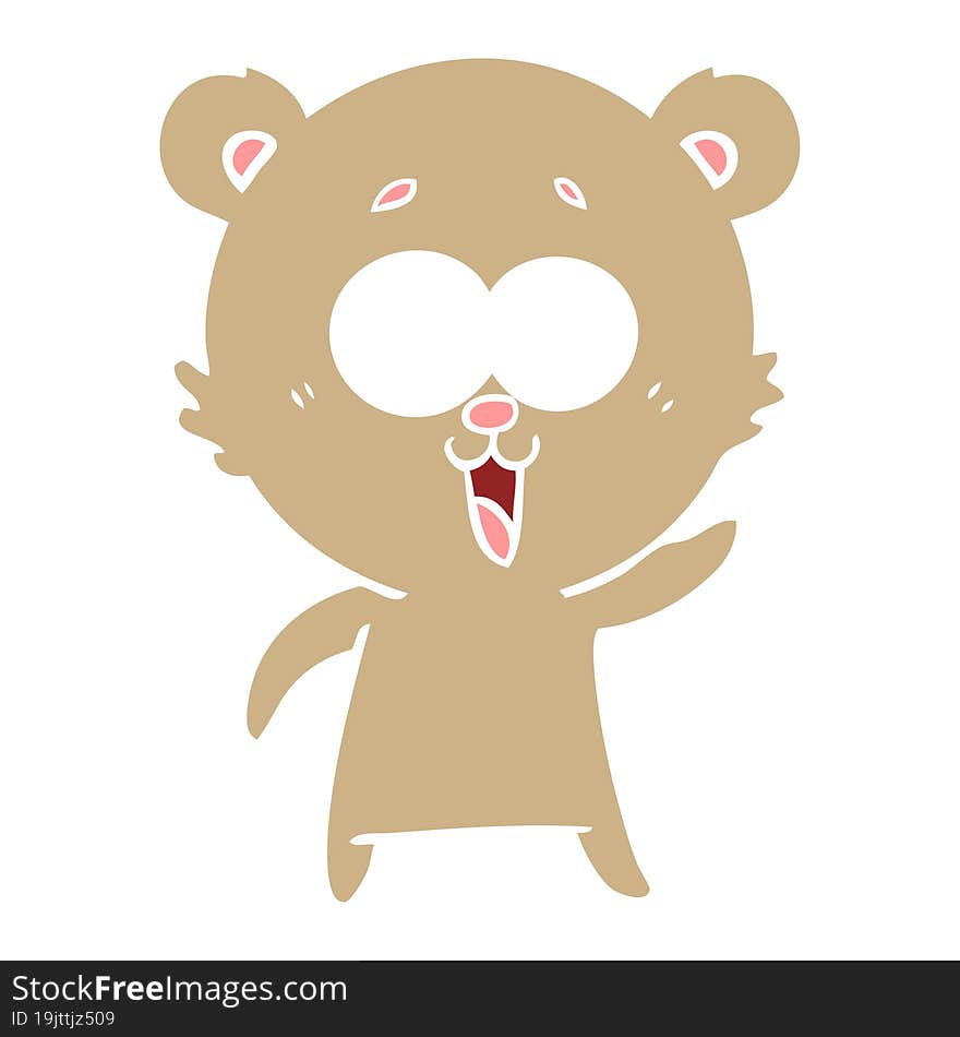 laughing teddy  bear flat color style cartoon