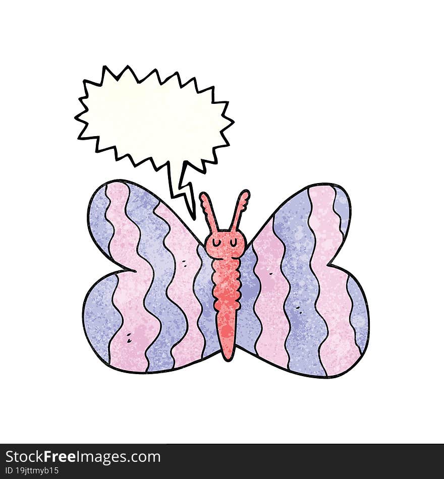 Speech Bubble Textured Cartoon Butterfly