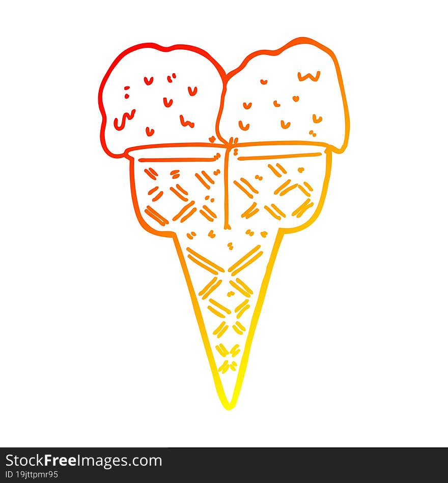 Warm Gradient Line Drawing Cartoon Ice Cream