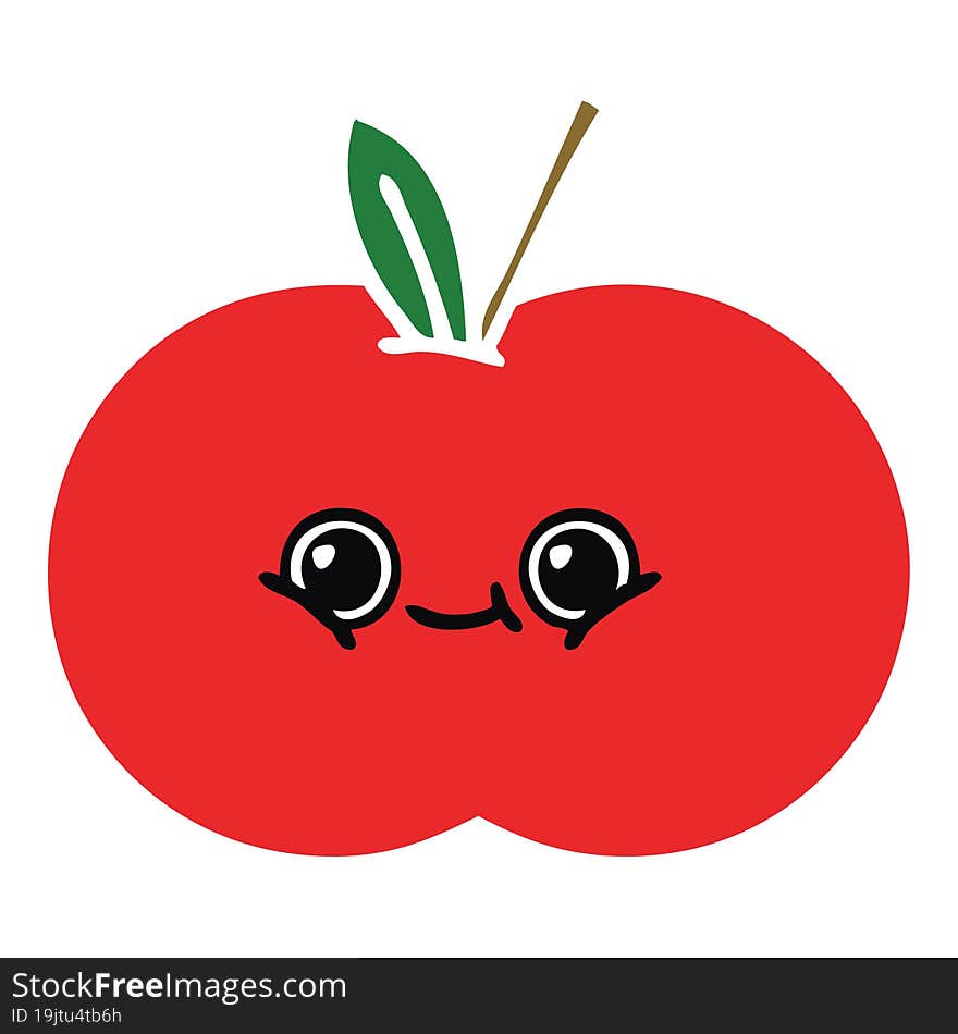 flat color retro cartoon red apple