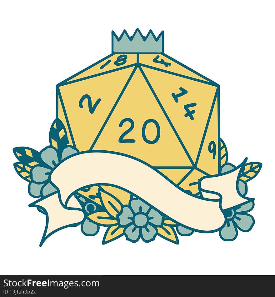 natural twenty D20 dice roll illustration