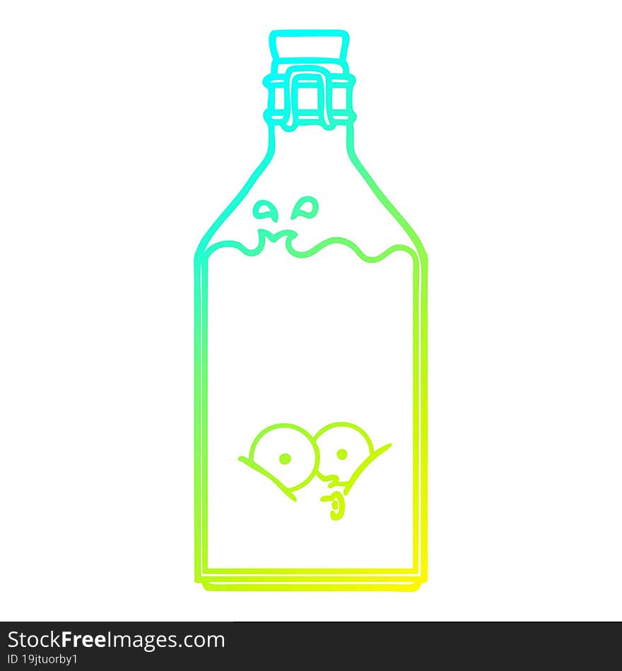 cold gradient line drawing cartoon old bottle