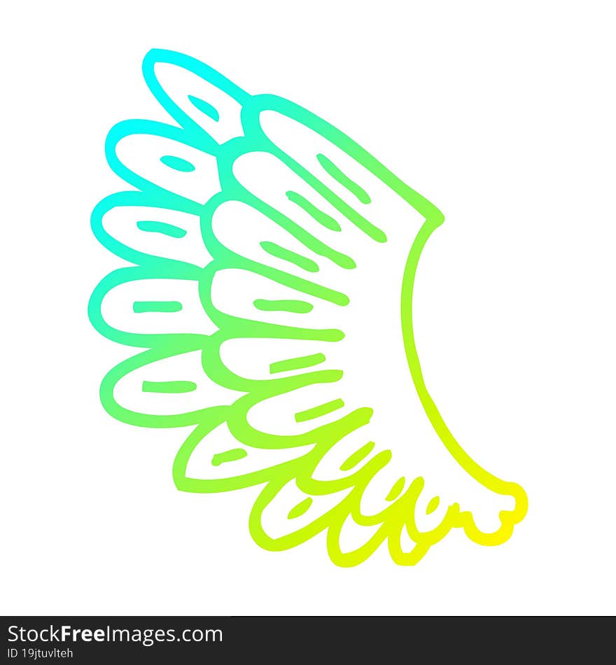 cold gradient line drawing cartoon wings