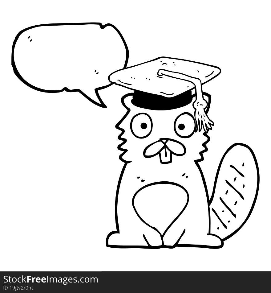 speech bubble cartoon beaver graduate