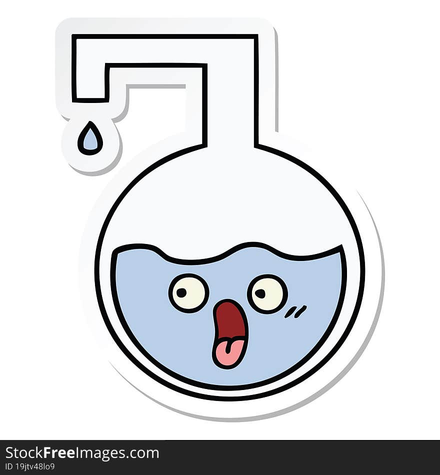 sticker of a cute cartoon science experiment