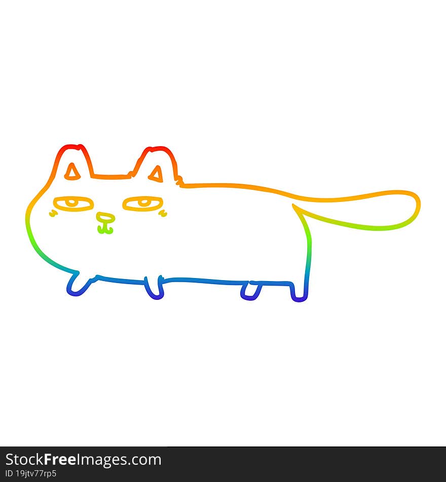 rainbow gradient line drawing cartoon sly cat