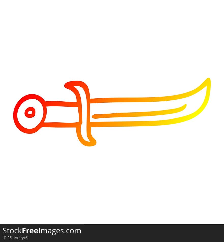 warm gradient line drawing cartoon curved dagger