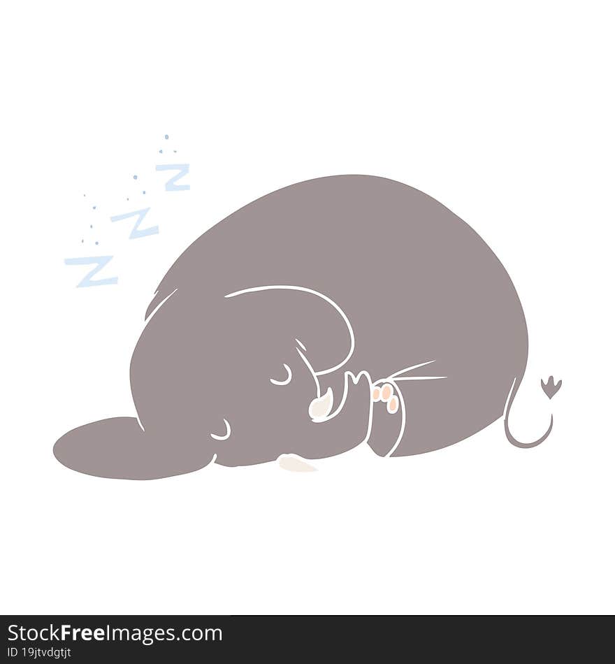 flat color style cartoon sleeping elephant