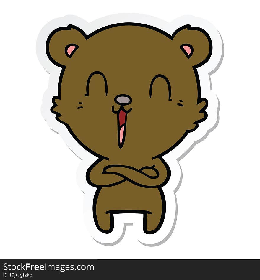 sticker of a happy cartoon bear