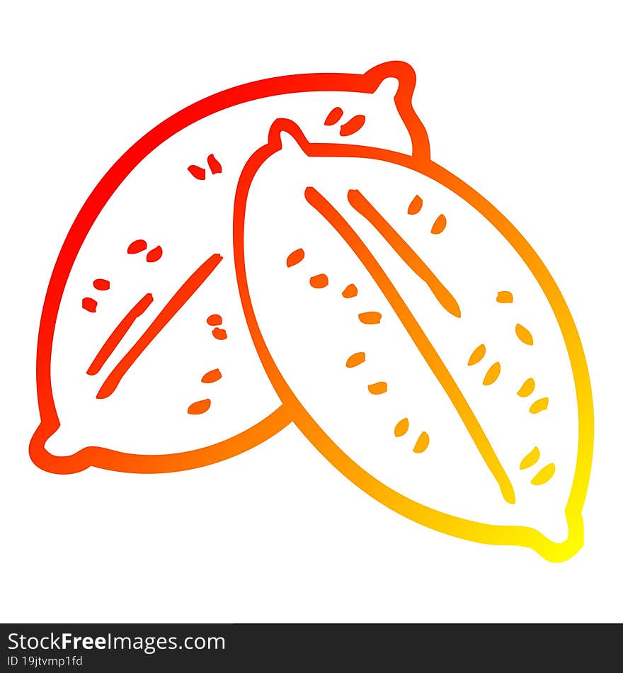 warm gradient line drawing cartoon leaf