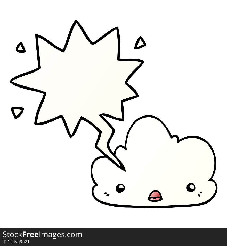 cute cartoon cloud and speech bubble in smooth gradient style