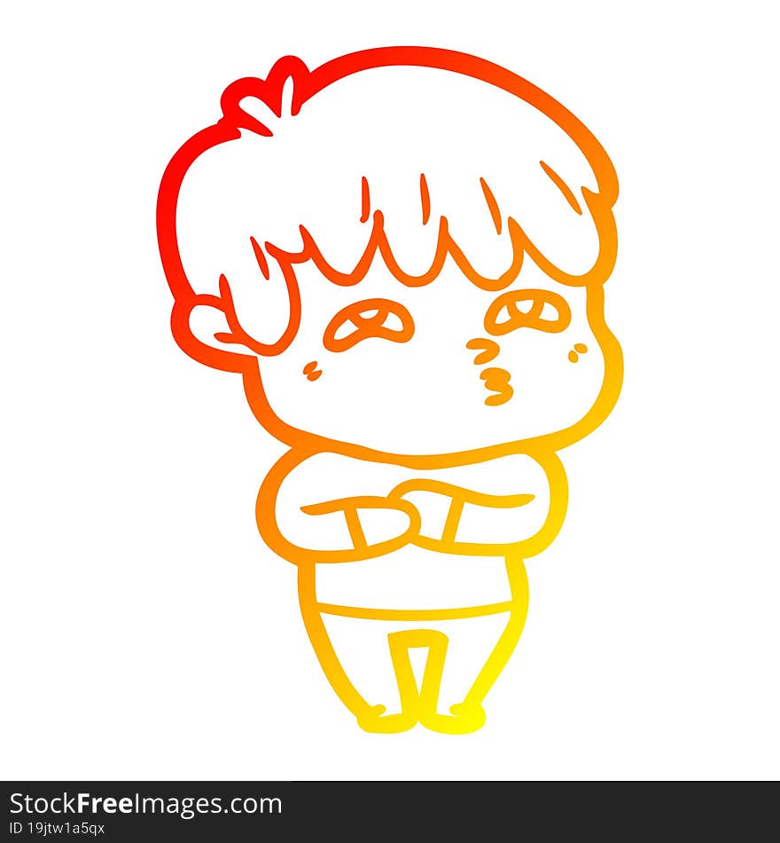 Warm Gradient Line Drawing Cartoon Curious Man