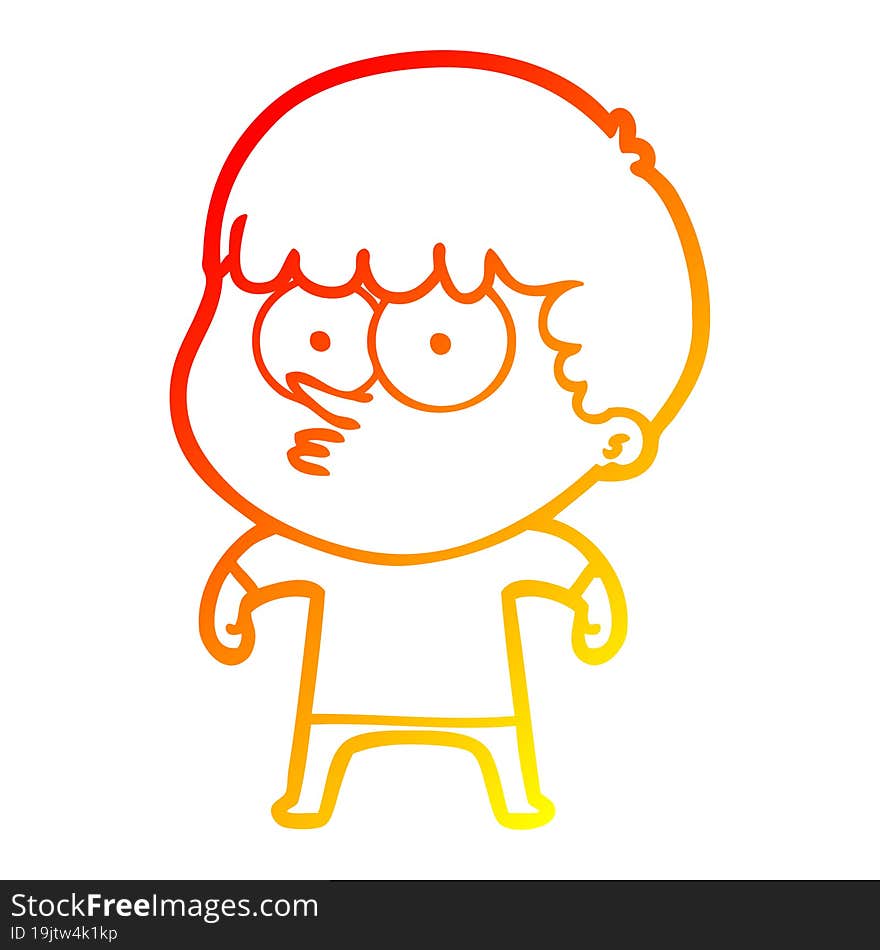 warm gradient line drawing cartoon curious boy