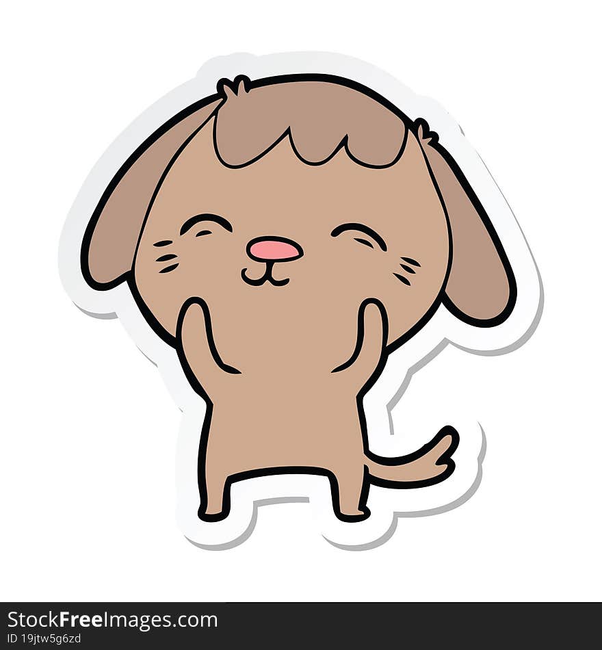 sticker of a happy cartoon dog