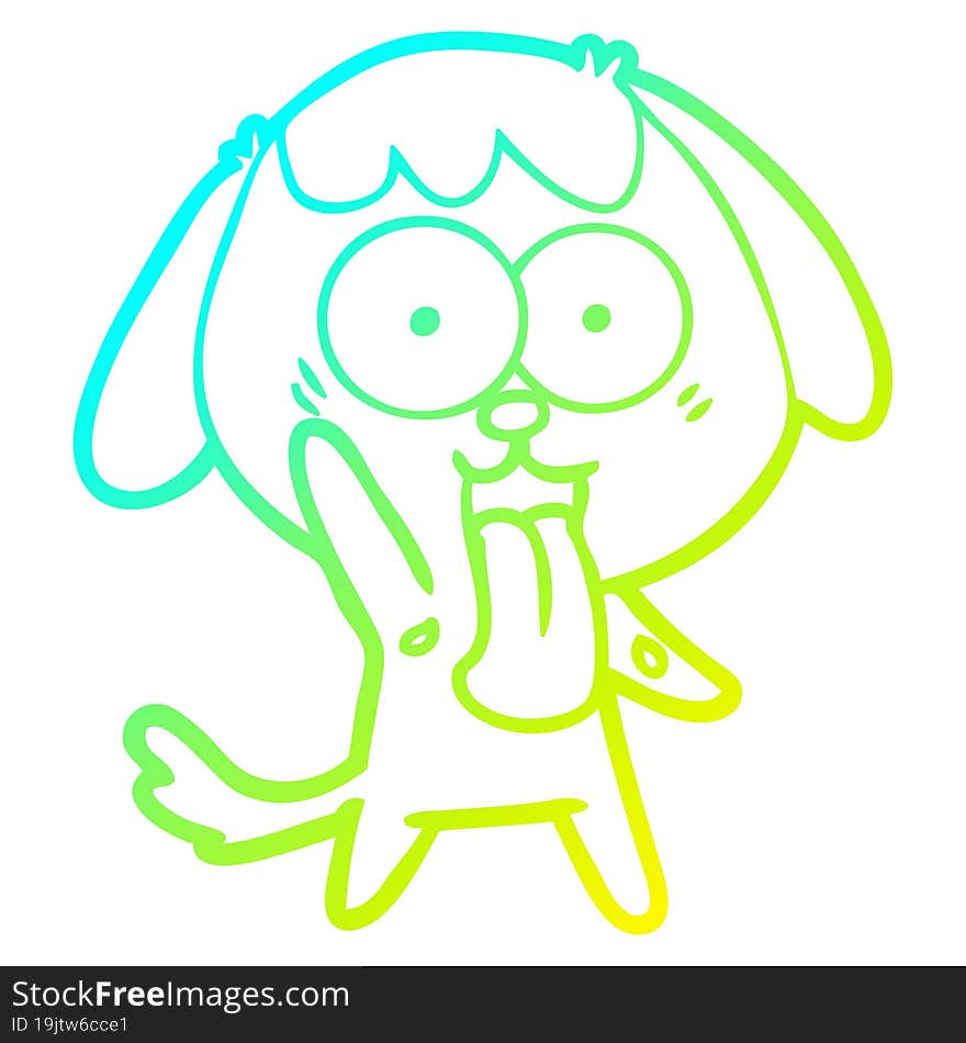 Cold Gradient Line Drawing Cute Cartoon Dog