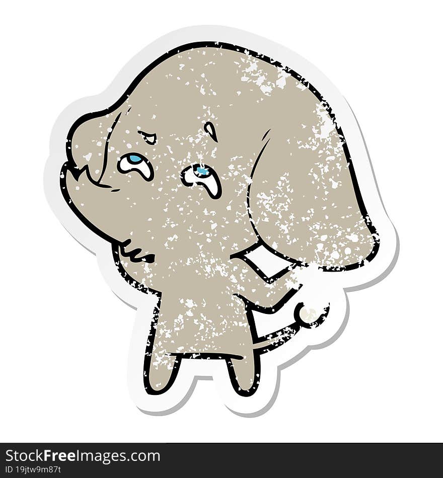 Distressed Sticker Of A Cartoon Elephant Remembering