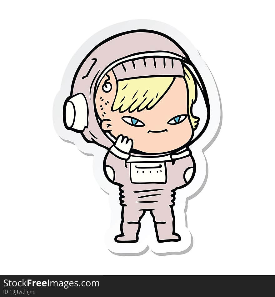 sticker of a cartoon astronaut woman