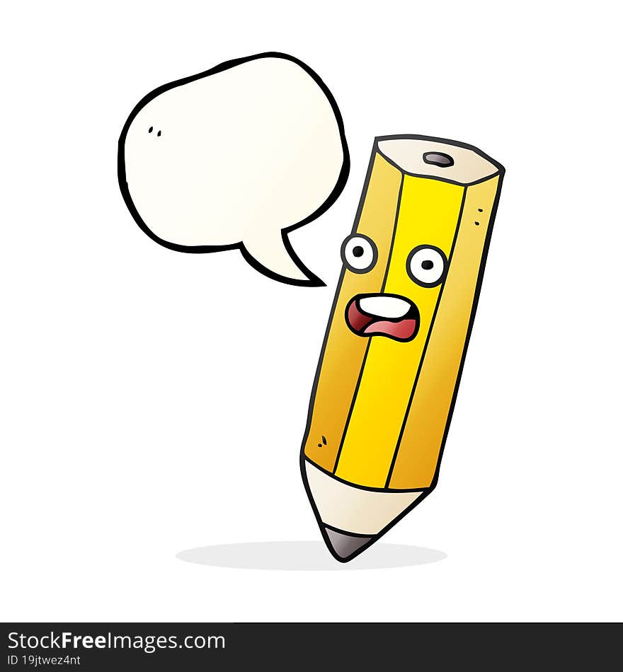 Happy Speech Bubble Cartoon Pencil